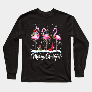 Merry Christmas Flamingo Long Sleeve T-Shirt